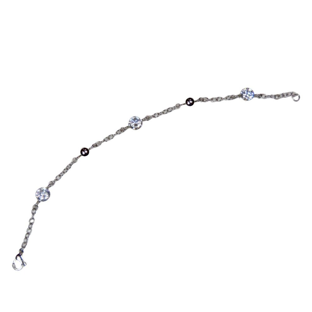 Inox Women's Stainless Steel Bracelet with Silver Tone Beads and Crystals